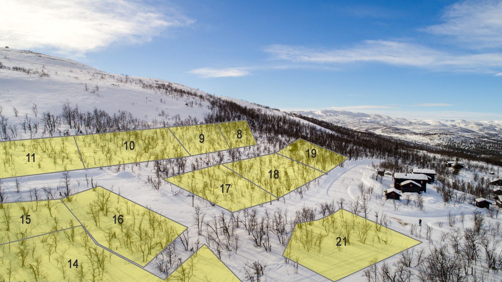 Deler av området, omtrentlige tomteinndelinger Galleribilde