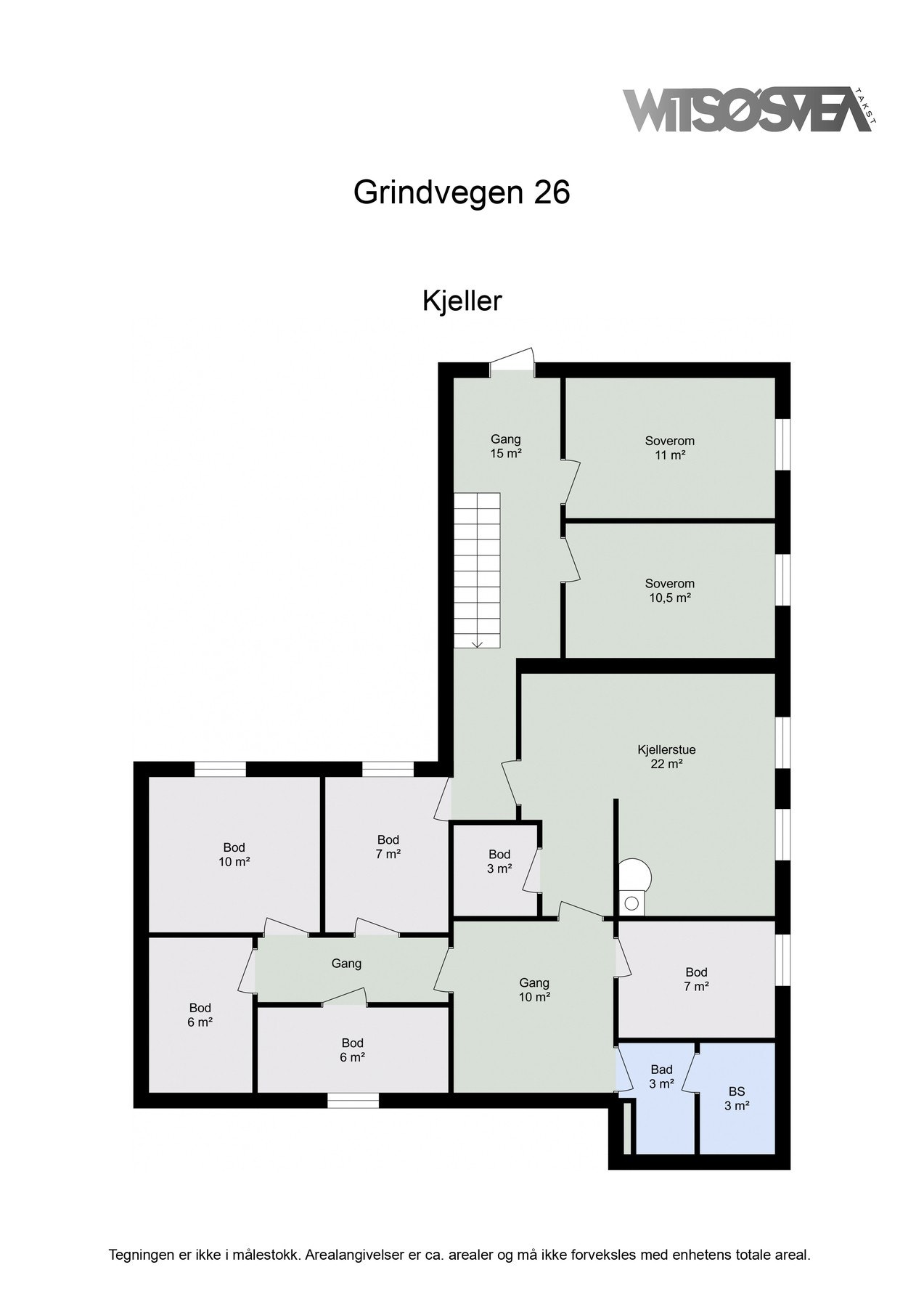 Planskisse kjeller etasje. Galleribilde