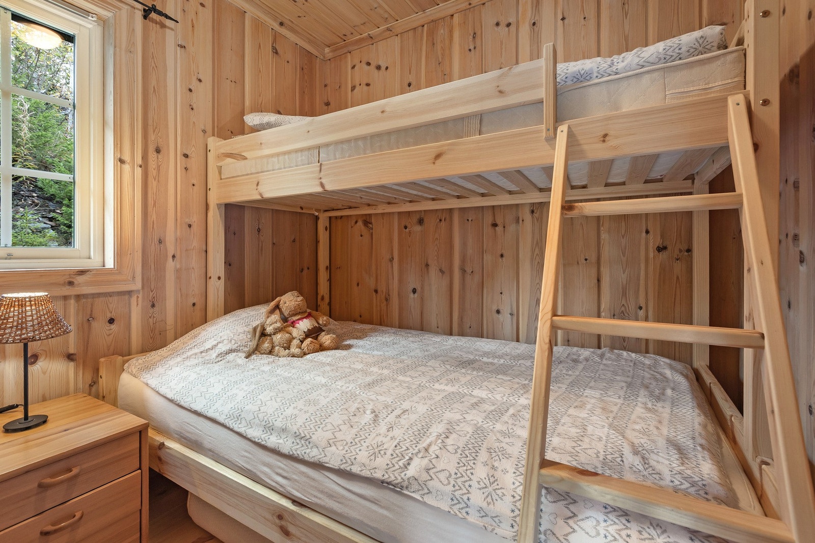 Eget soverom med plass til køyeseng gir ekstra sengeplasser og gjør annekset til et ideelt supplement til hovedhytta. Galleribilde