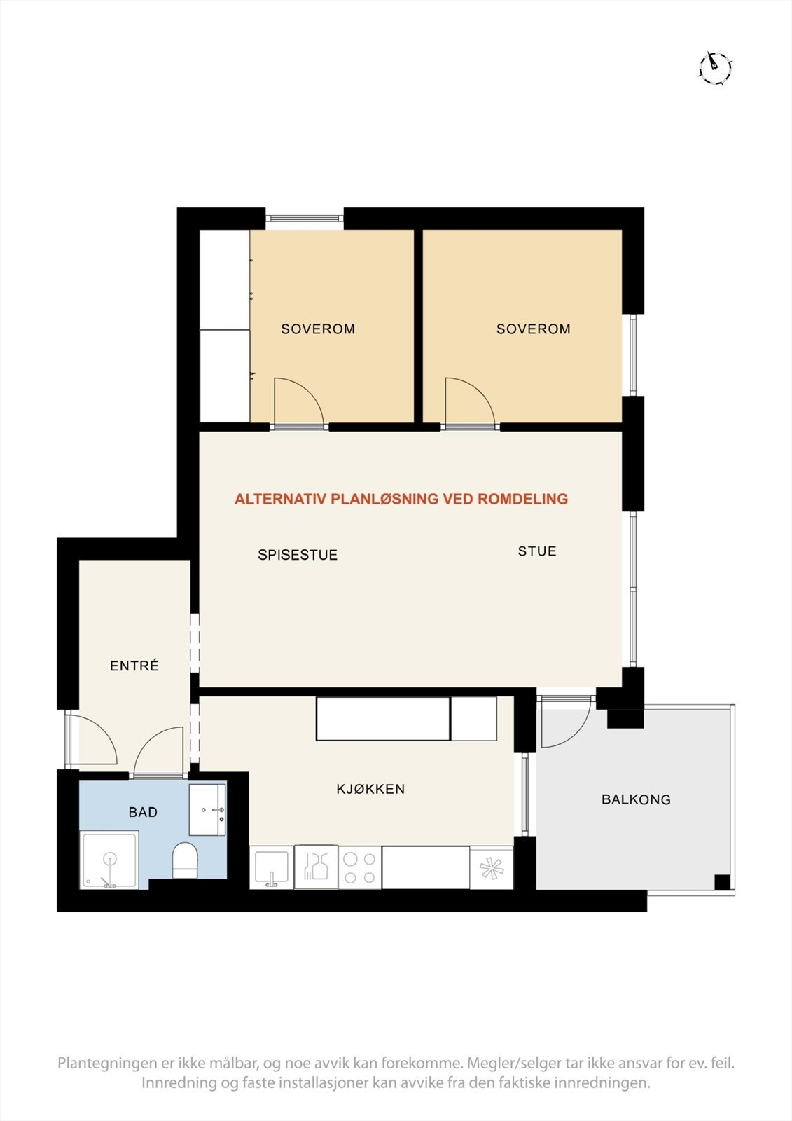 Alternativ planløsning for muligheter. Dette er ikke slik det ser ut idag. Se tidligere planløsning. Galleribilde