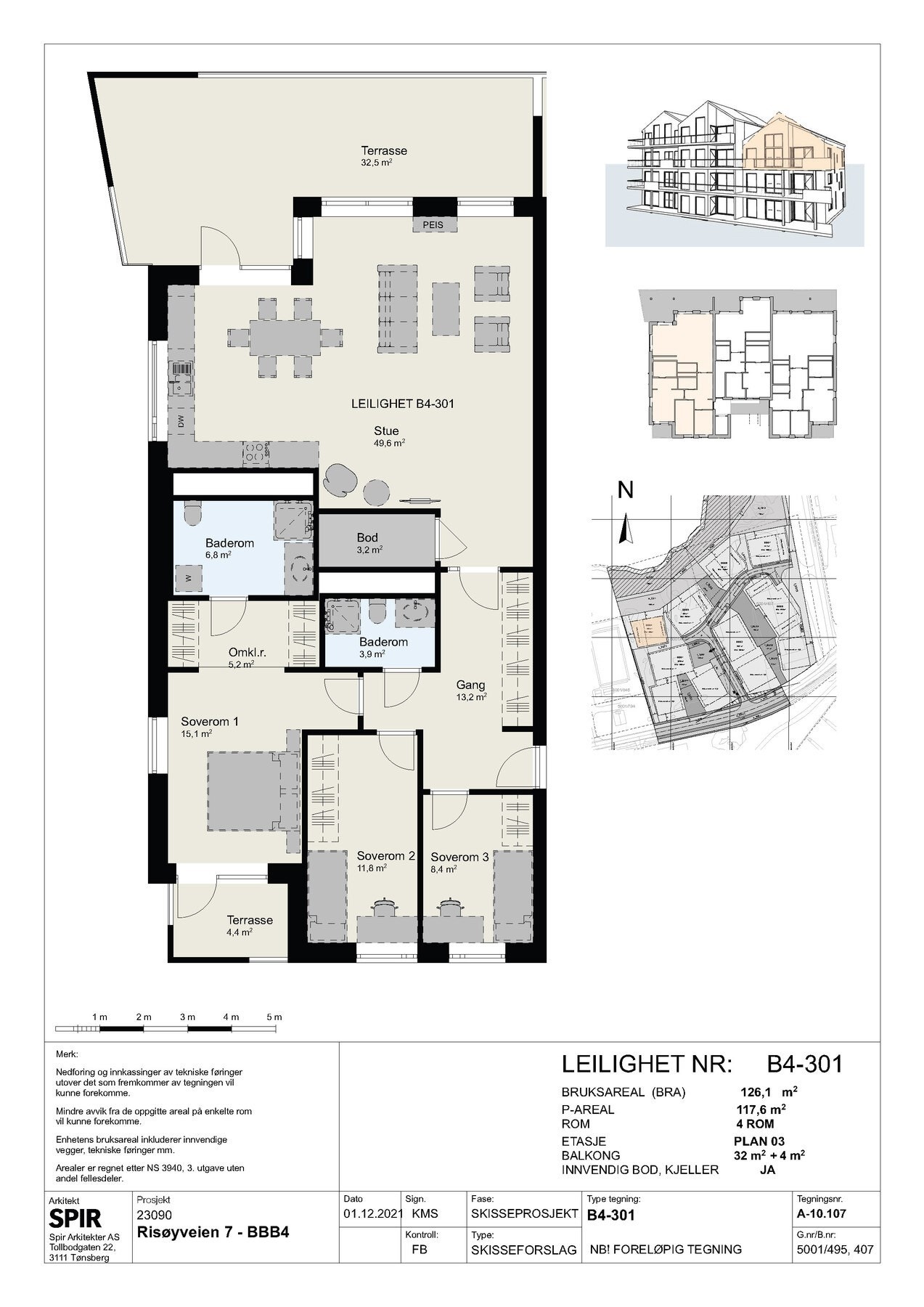 Leiligheten er usedvanlig stor for ny leilighet å være og har en meget god planløsning. Galleribilde