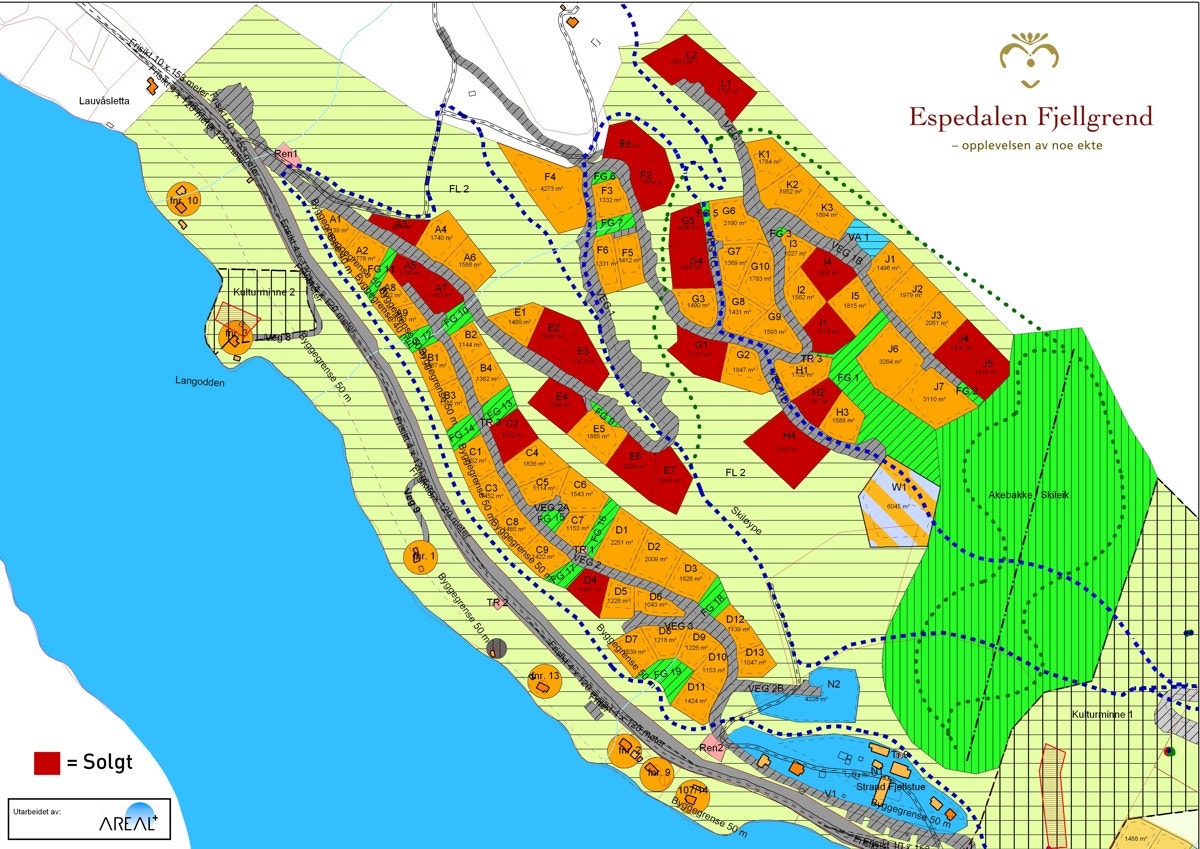 Tomtekart Espedalen Fjellgrend. Galleribilde