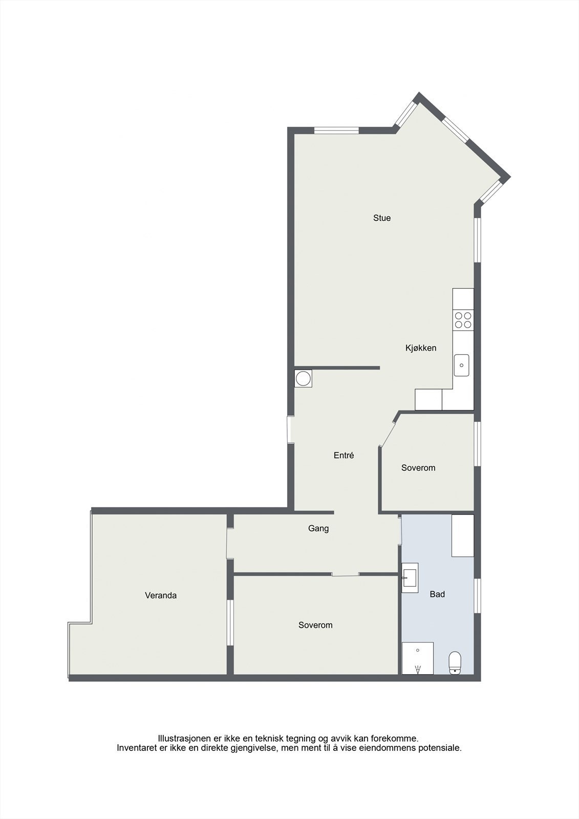 Illustrasjon av planløsning Galleribilde