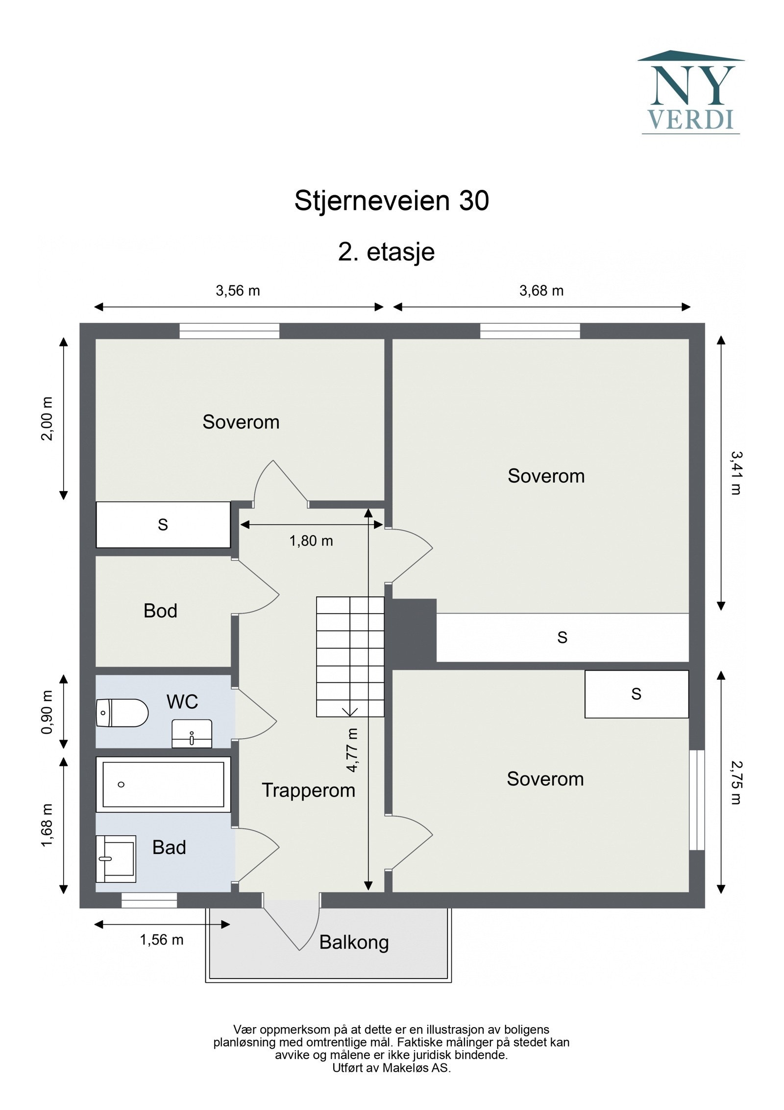 Stjerneveien 30 - 2. etg. - 2D Floor Plan Galleribilde