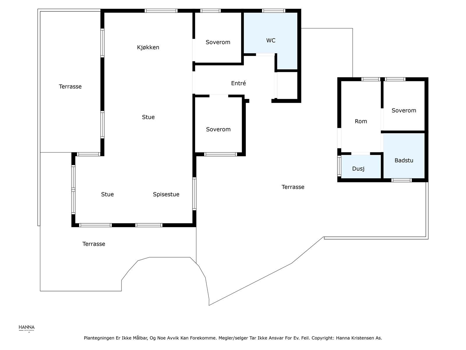 Plantegning av hytta, uteplassen rundt hytta og annekset Galleribilde
