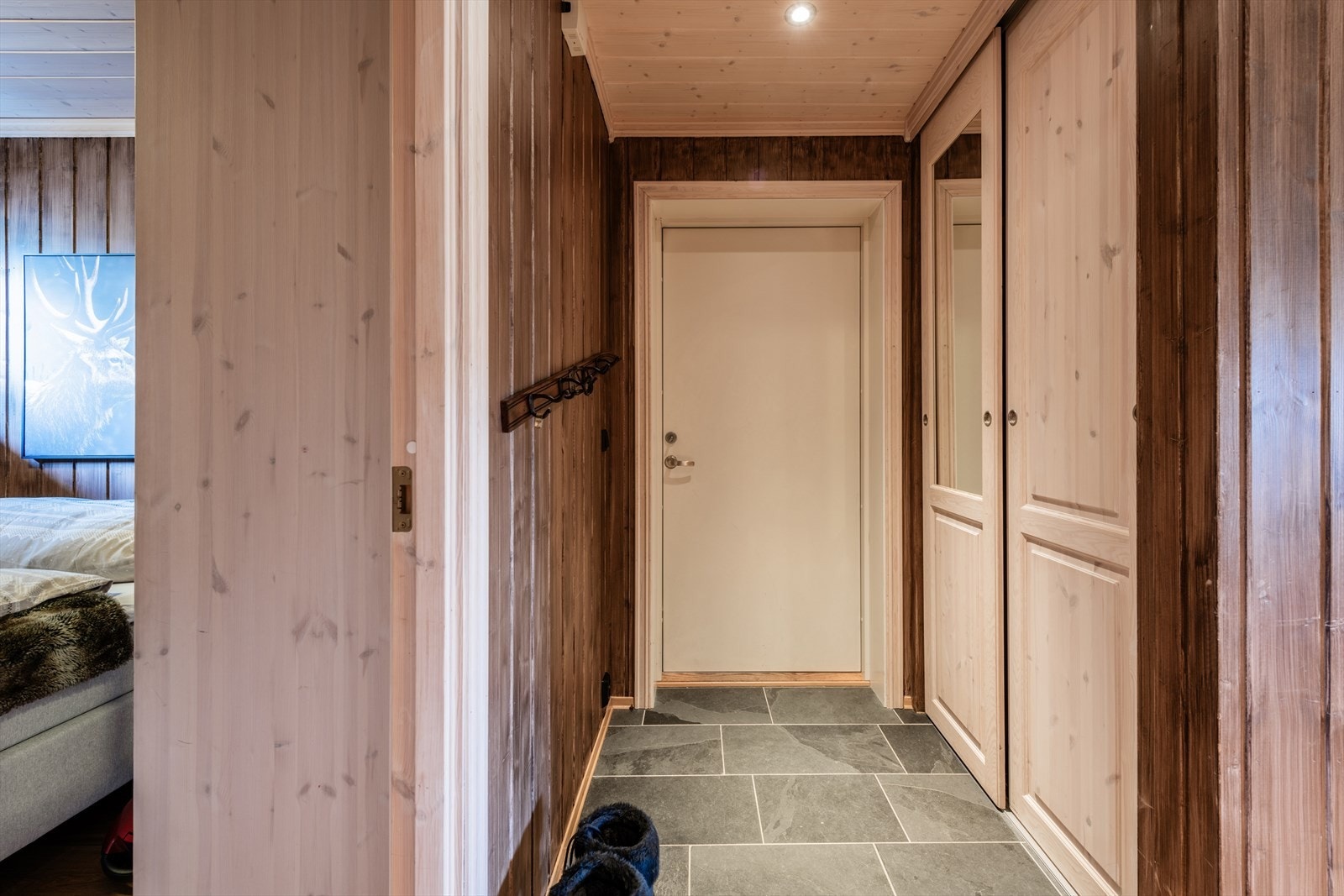 - Integrert garderobeskap med god oppbevaringsplass for jakker og sko - Galleribilde