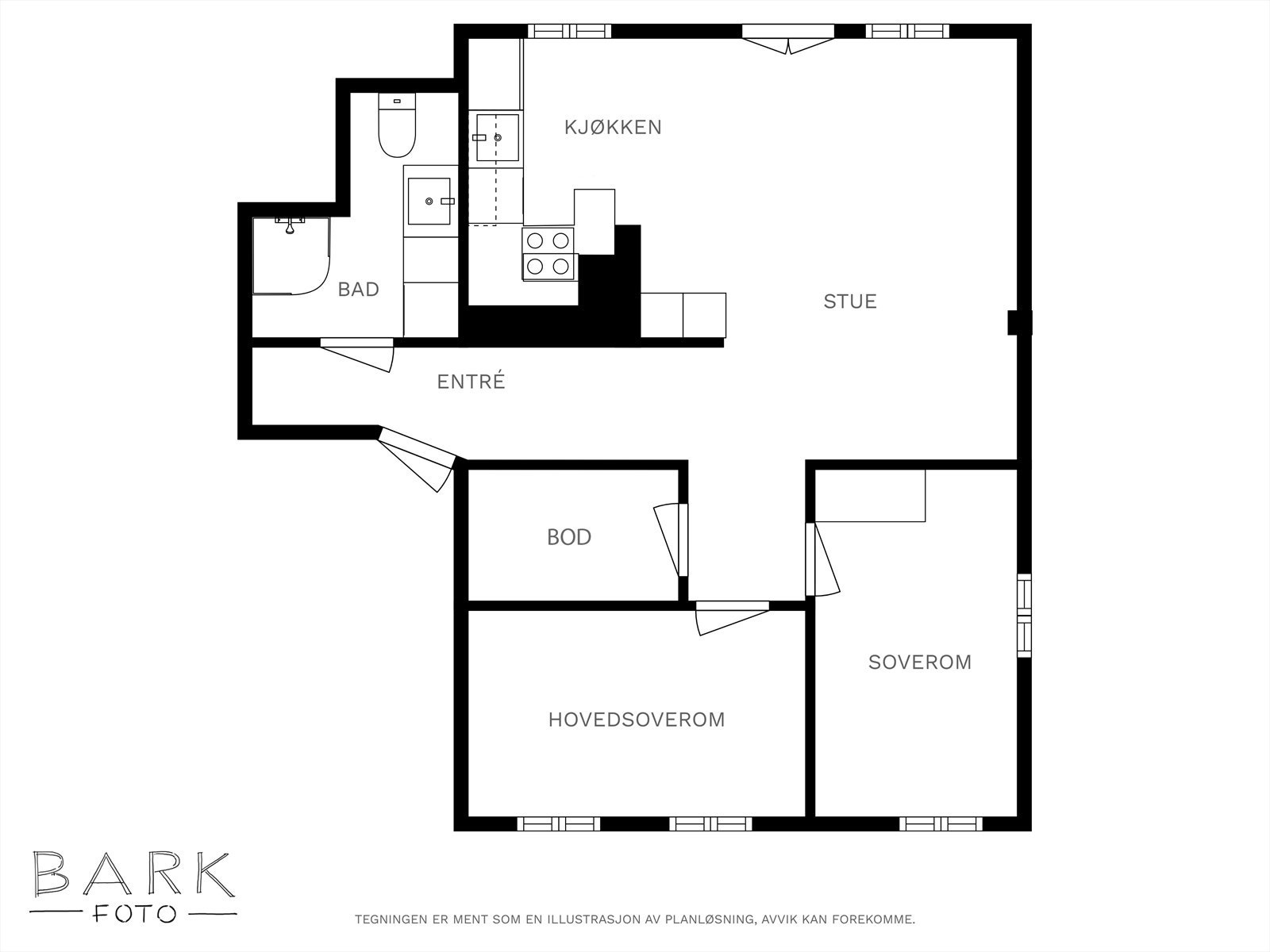 Suveren planløsning, med veldig god romfølelse i leiligheten. Det er store vinduer på hele tre sider, samt fransk balkong. Galleribilde