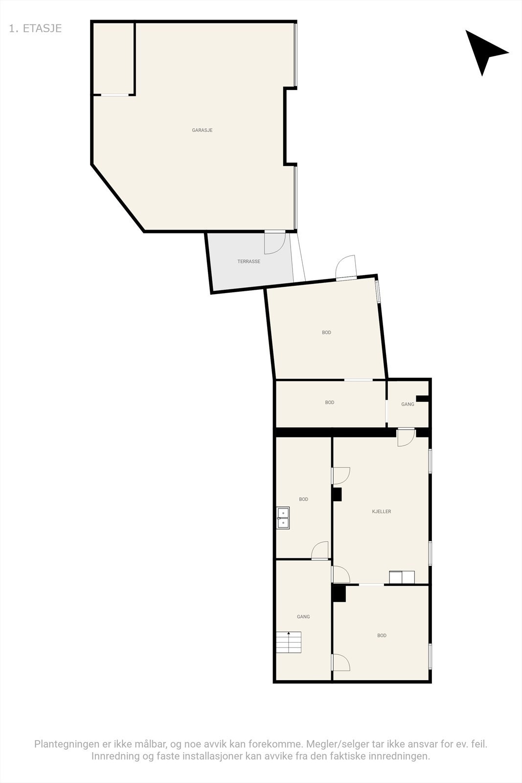 Plantegning av kjeller og garasje. Galleribilde