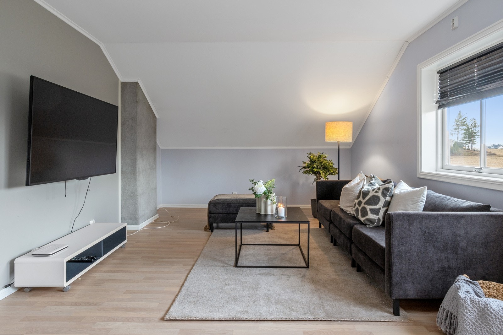 Her er det innredet som en hyggelig TV-stue. Galleribilde