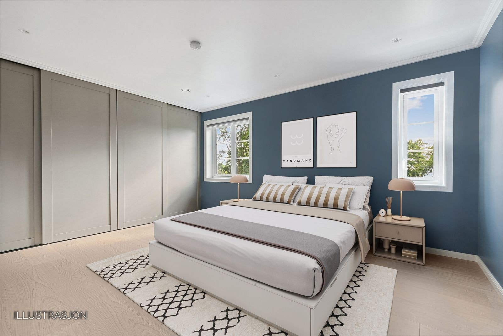 Hovedsoverom med integrert skyvedørsgarderobe Galleribilde