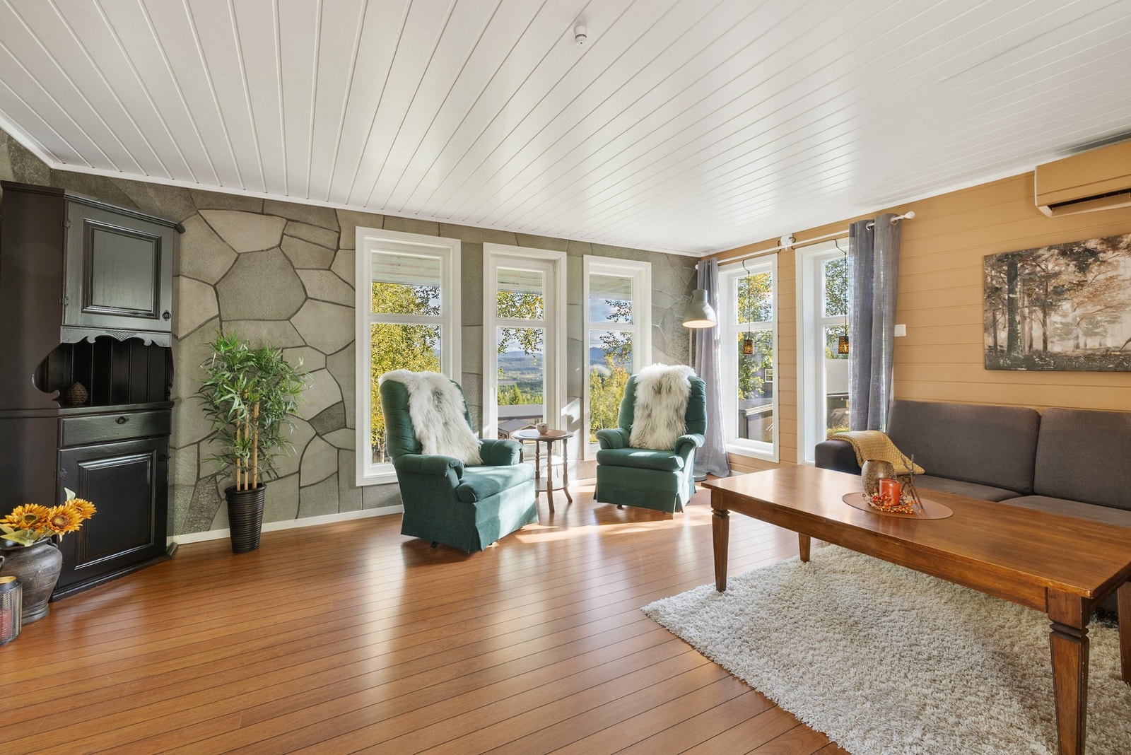 Planløsningen gjør det enkelt å samle både familie og venner, eller trekke seg tilbake i ro og fred.. Galleribilde