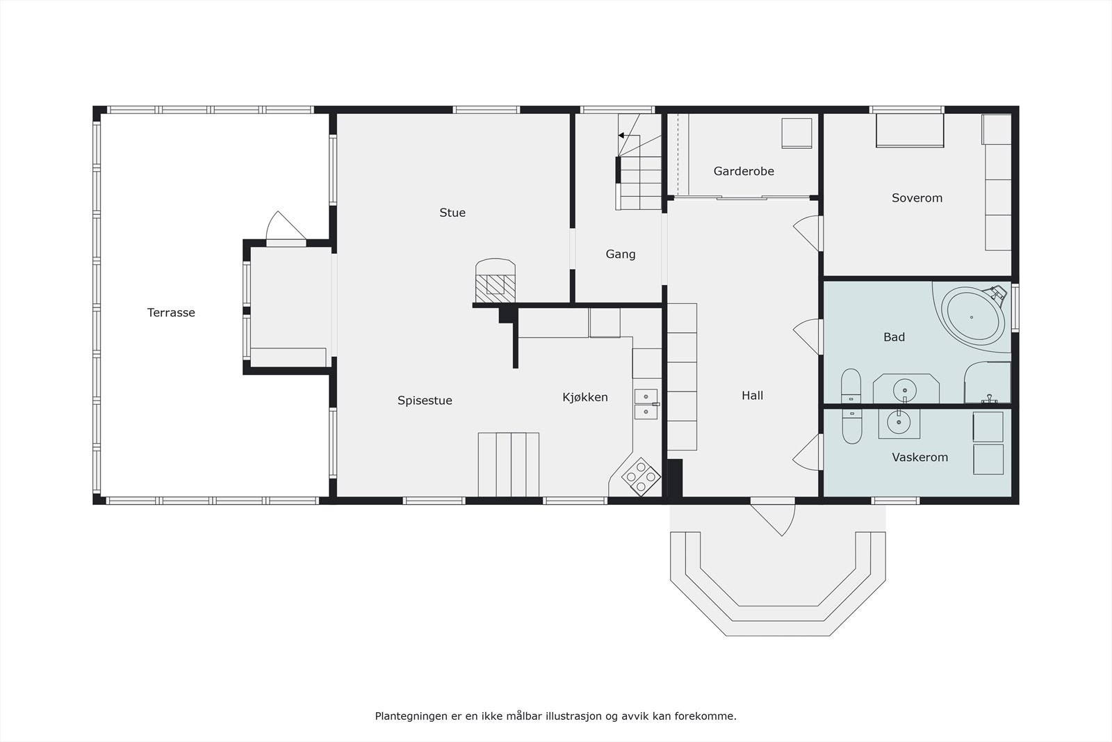 Plantegning 1 etasje Vollgata 32. Galleribilde