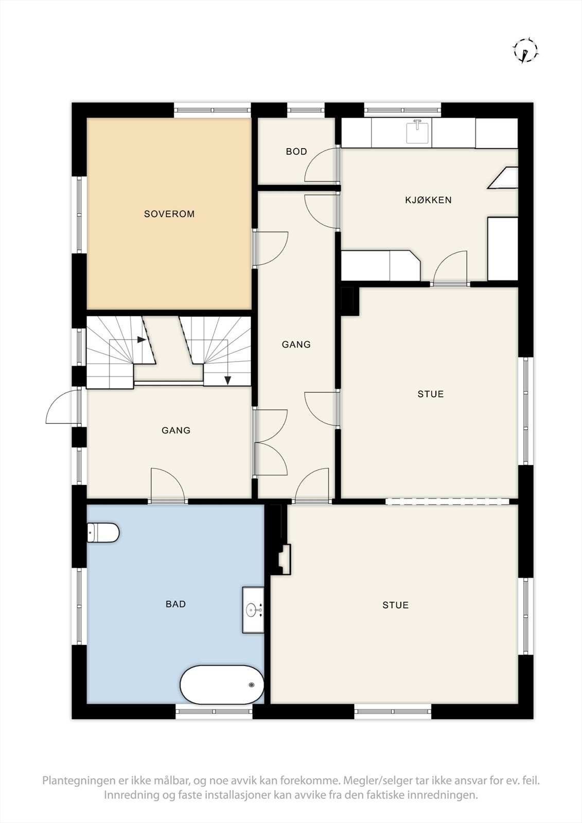 Vi beveger oss opp til andre etasje, som er boligens primære boenhet. Galleribilde