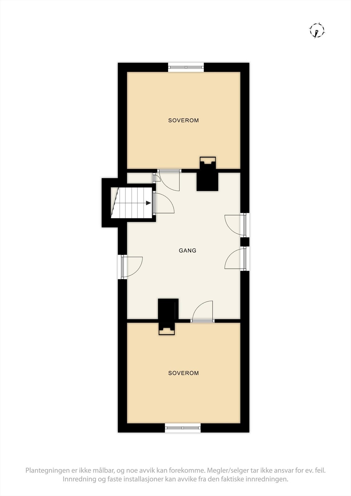Tredje etasje består av en gang og to rom, med skråtak som gir en hyggelig atmosfære. Galleribilde