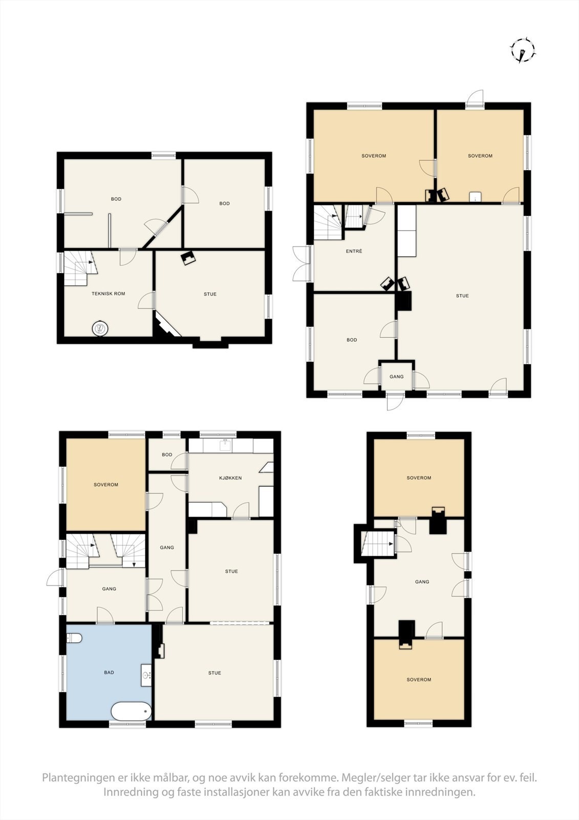 Plantegningen er ikke målbar, og noe avvik kan forekomme. Megler/selger tar ikke ansvar for ev. feil. Innredning og faste installasjoner kan avvike fra den faktiske innredningen. Galleribilde