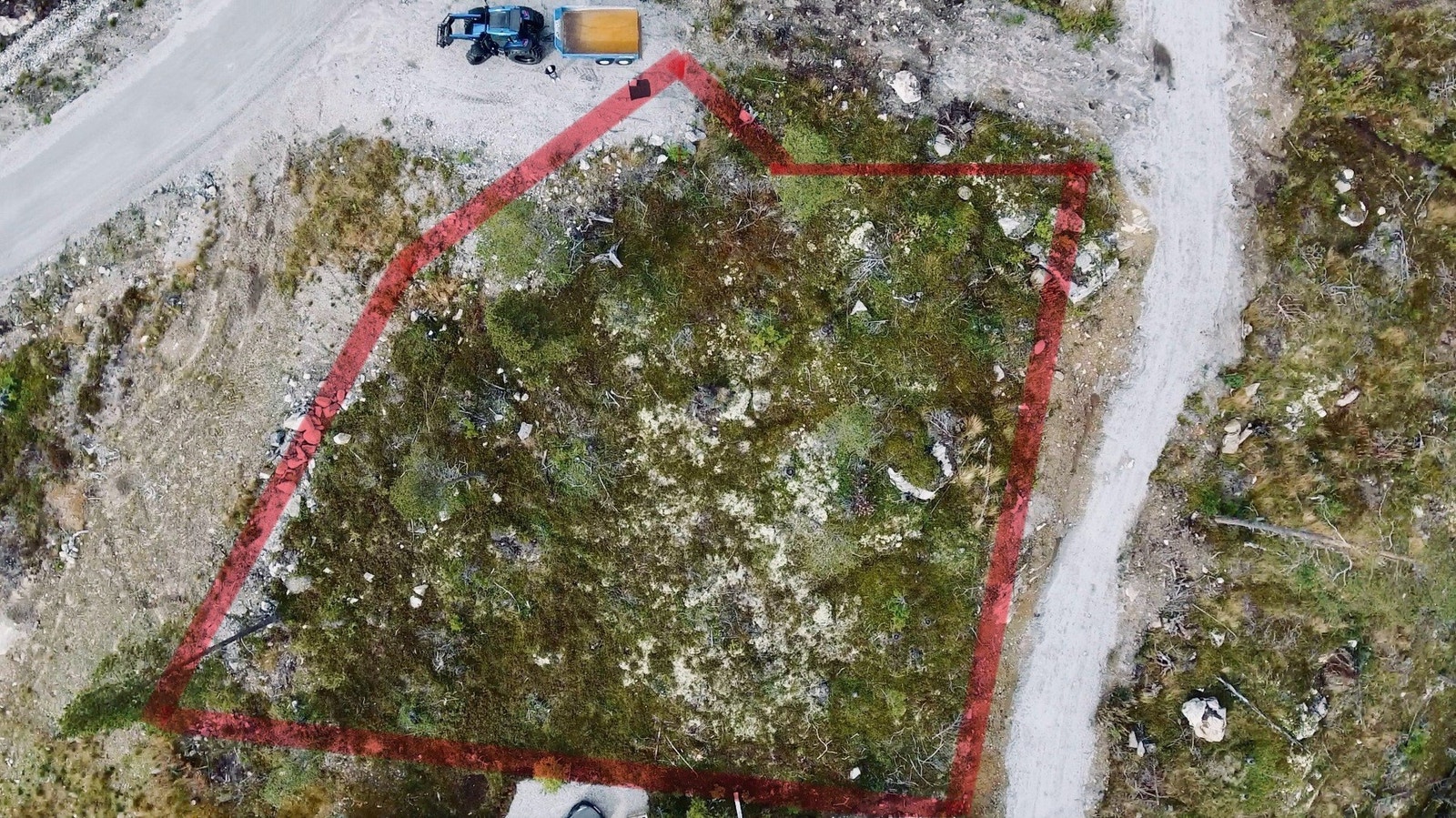 Tomten sett ovenfra. NB! Dette er omtrentlig markering og ikke målt! Galleribilde