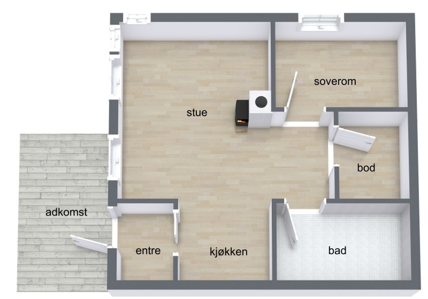 Leiligheten har BRA på 36 m2 Galleribilde