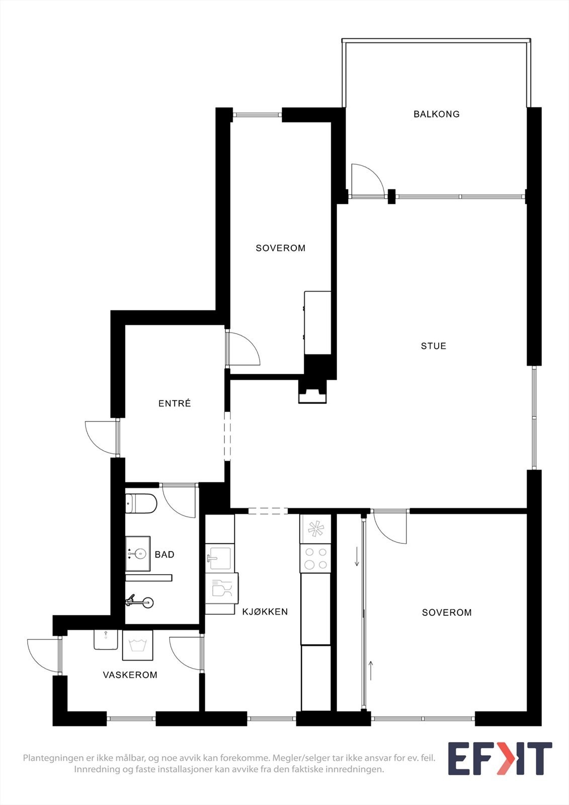 Praktisk planløsning med god rominndeling. Galleribilde