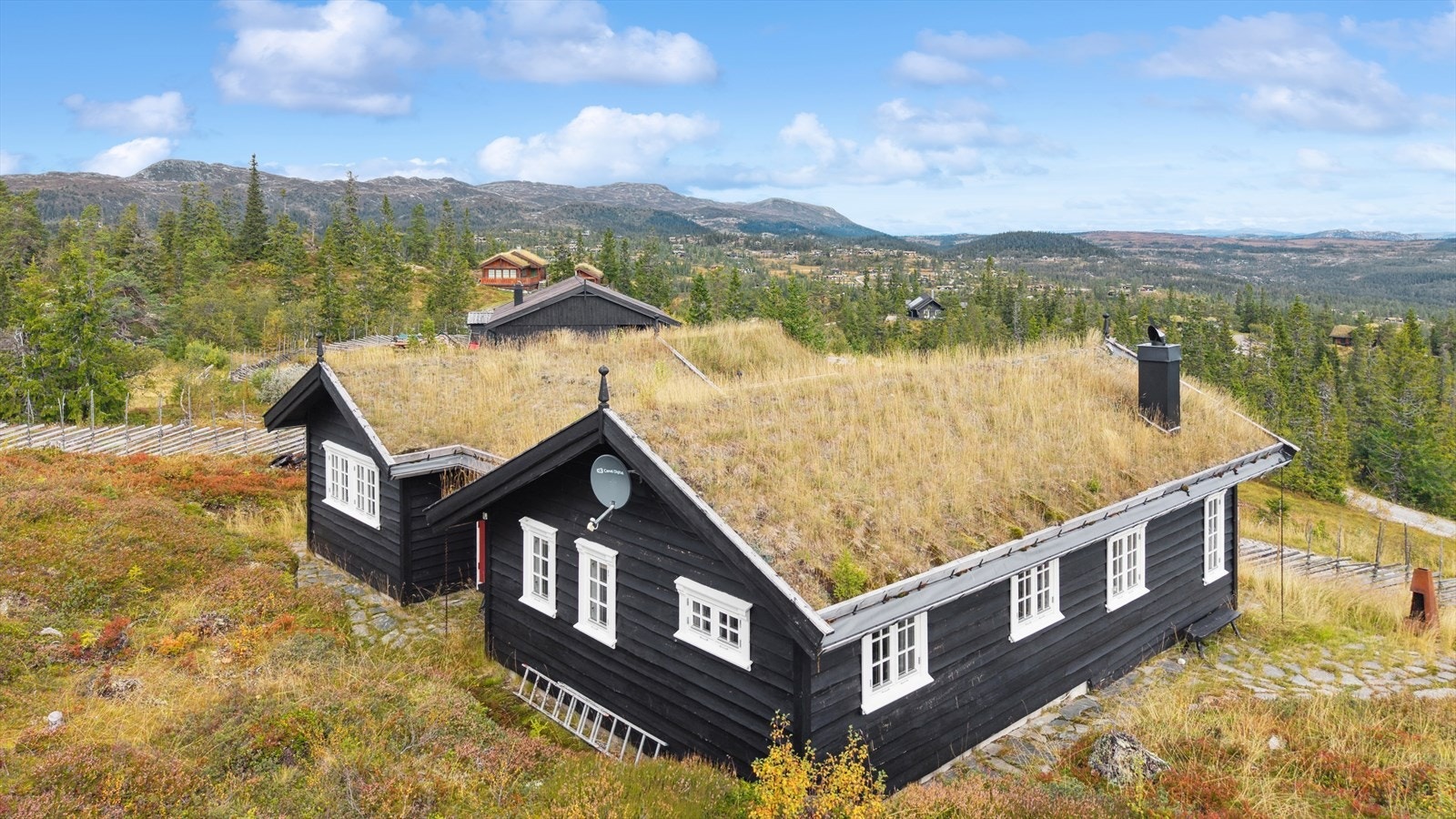 Hytta ligger i et skrående terreng med fantastisk utsikt og svært gode solforhold, innerst i Svartlivegen. Galleribilde