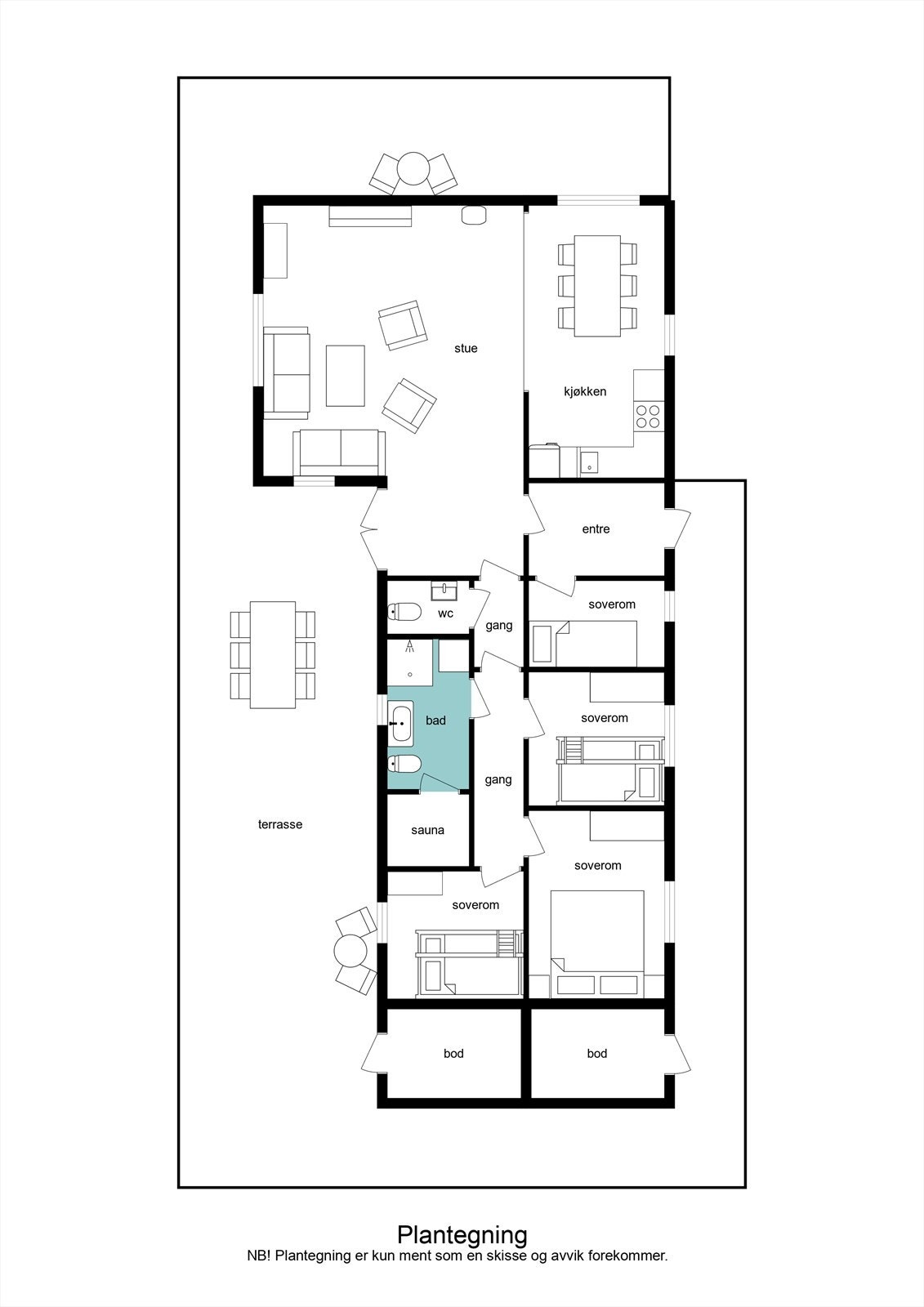 Planløsning stor hytte Galleribilde