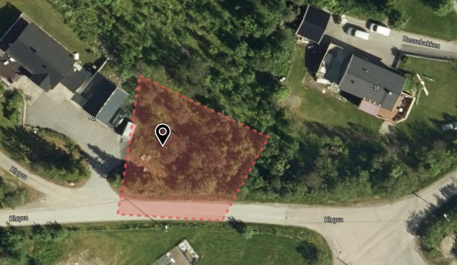 Skjermbilde av tomta fra Kommunekart Galleribilde