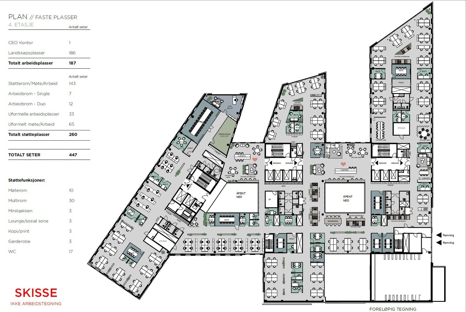 Planforslag i hel kontoretasje Galleribilde