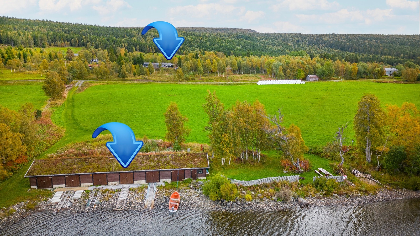 Med hytta følger eget naust nede ved Skjeldbreivatnet Galleribilde