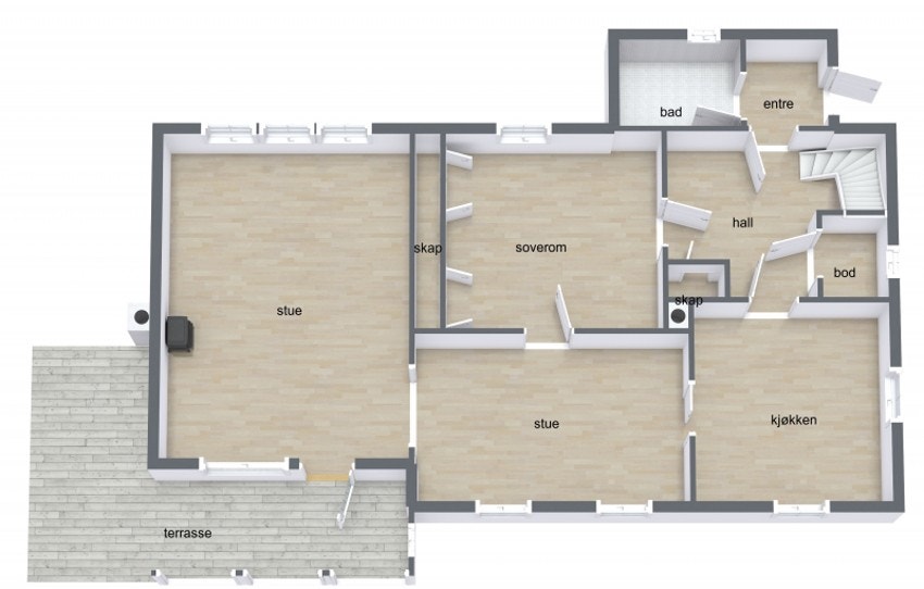 Plantegning 1. etasje Galleribilde