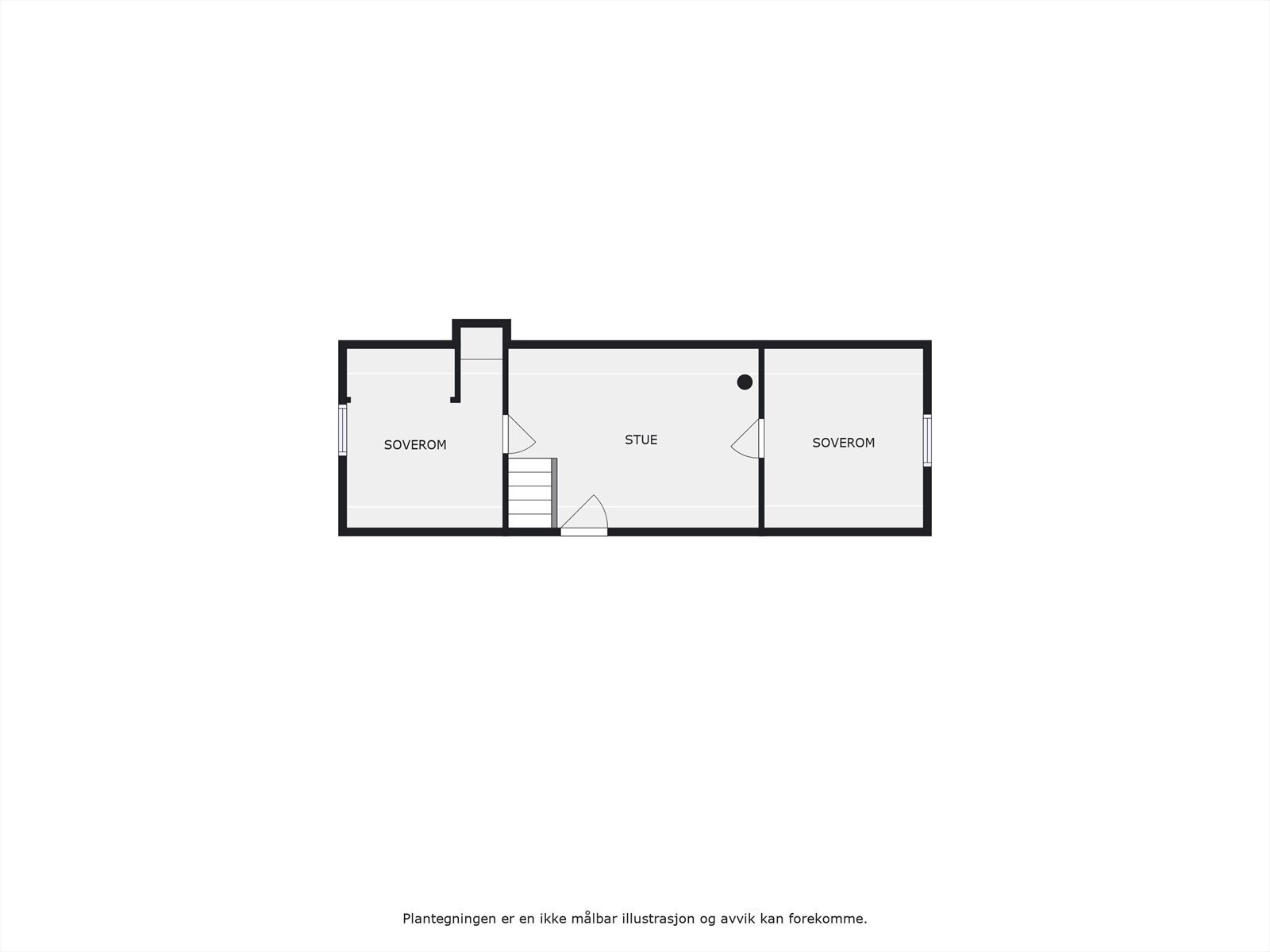 Plantegning hems (ikke målverdig eller godkjent for varig opphold, gulvareal på ca. 38m²). Galleribilde