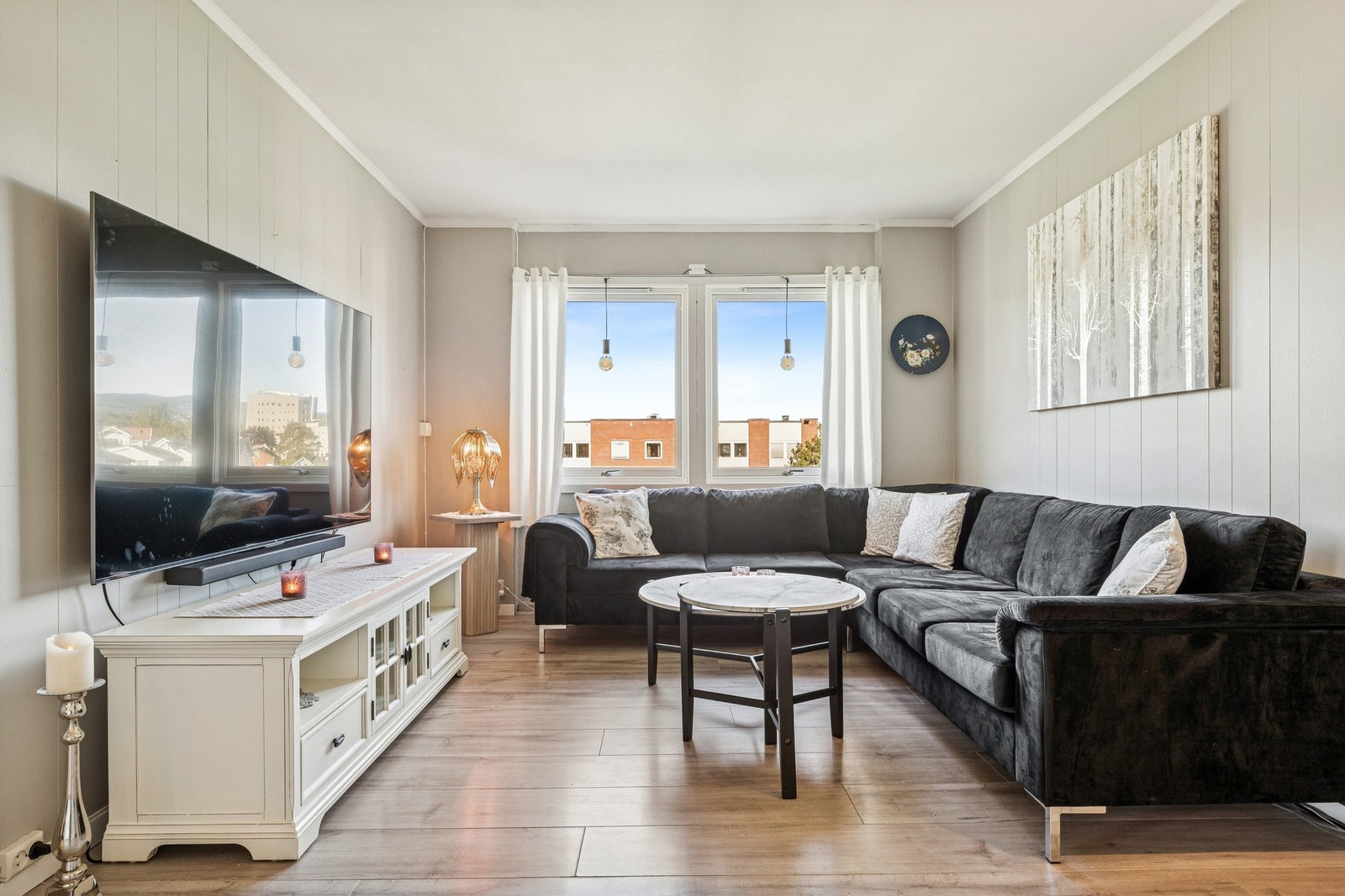 Stuens sofa og TV-krok. Galleribilde