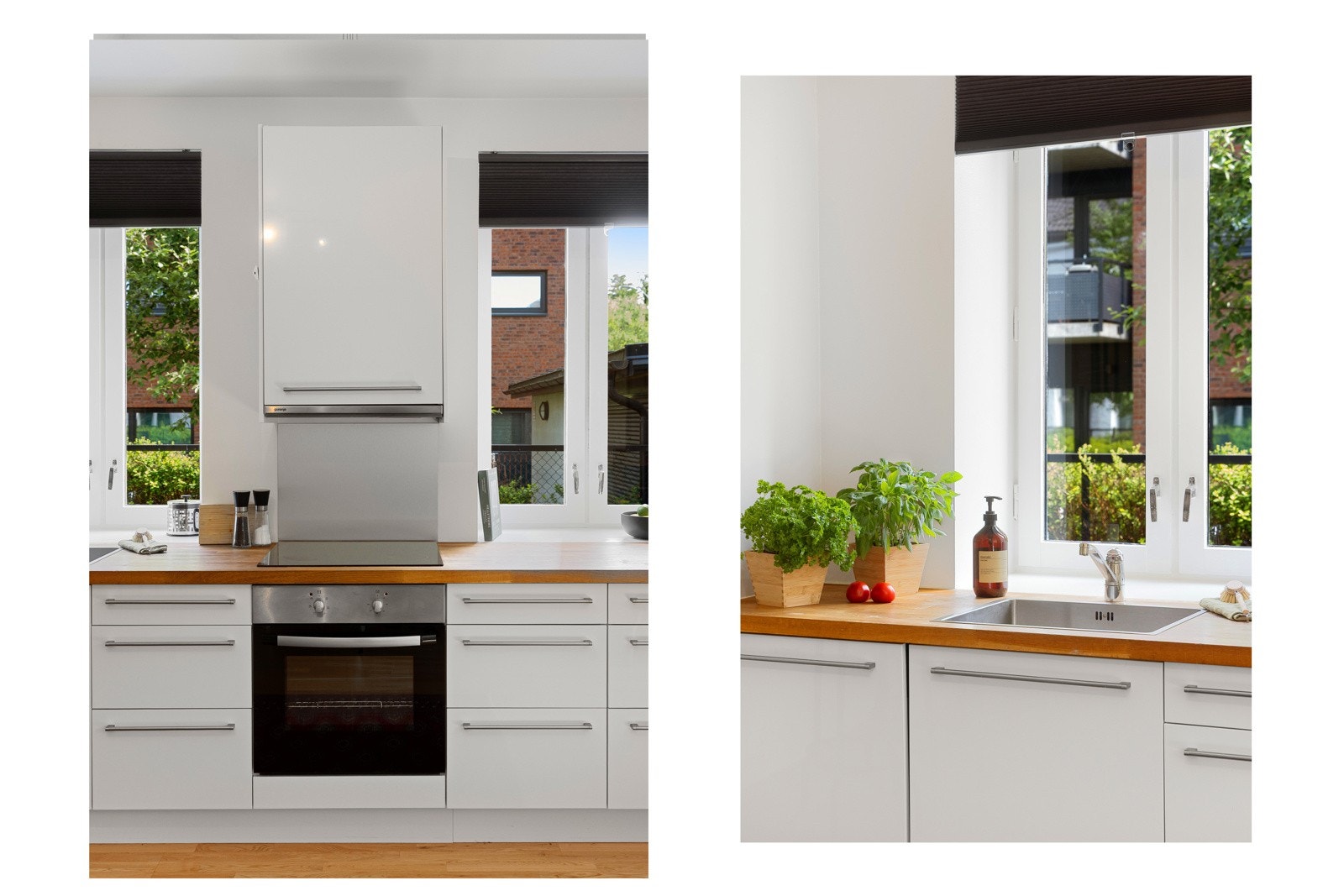 Her er det god plass til både matforberedelser og kjøkkenutstyr. Det er montert oppvaskmaskin under kjøkkenbenken. Galleribilde