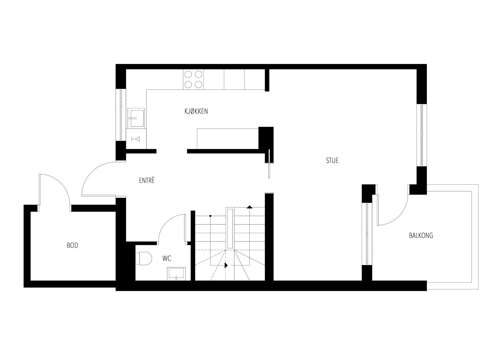 Plantegning 1. etasje Galleribilde