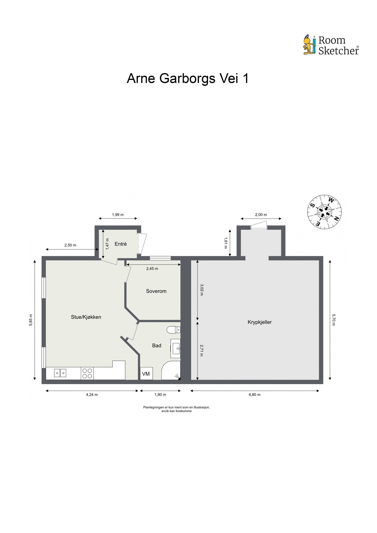 Floorplan letterhead - Arne Garborgs Vei 1 - Kjeller - 2D Floor Plan Galleribilde