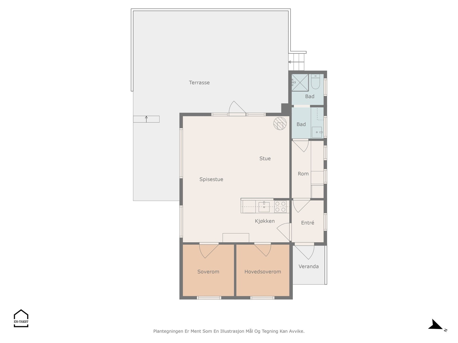 Planskisse med terrasse mot vest. Galleribilde