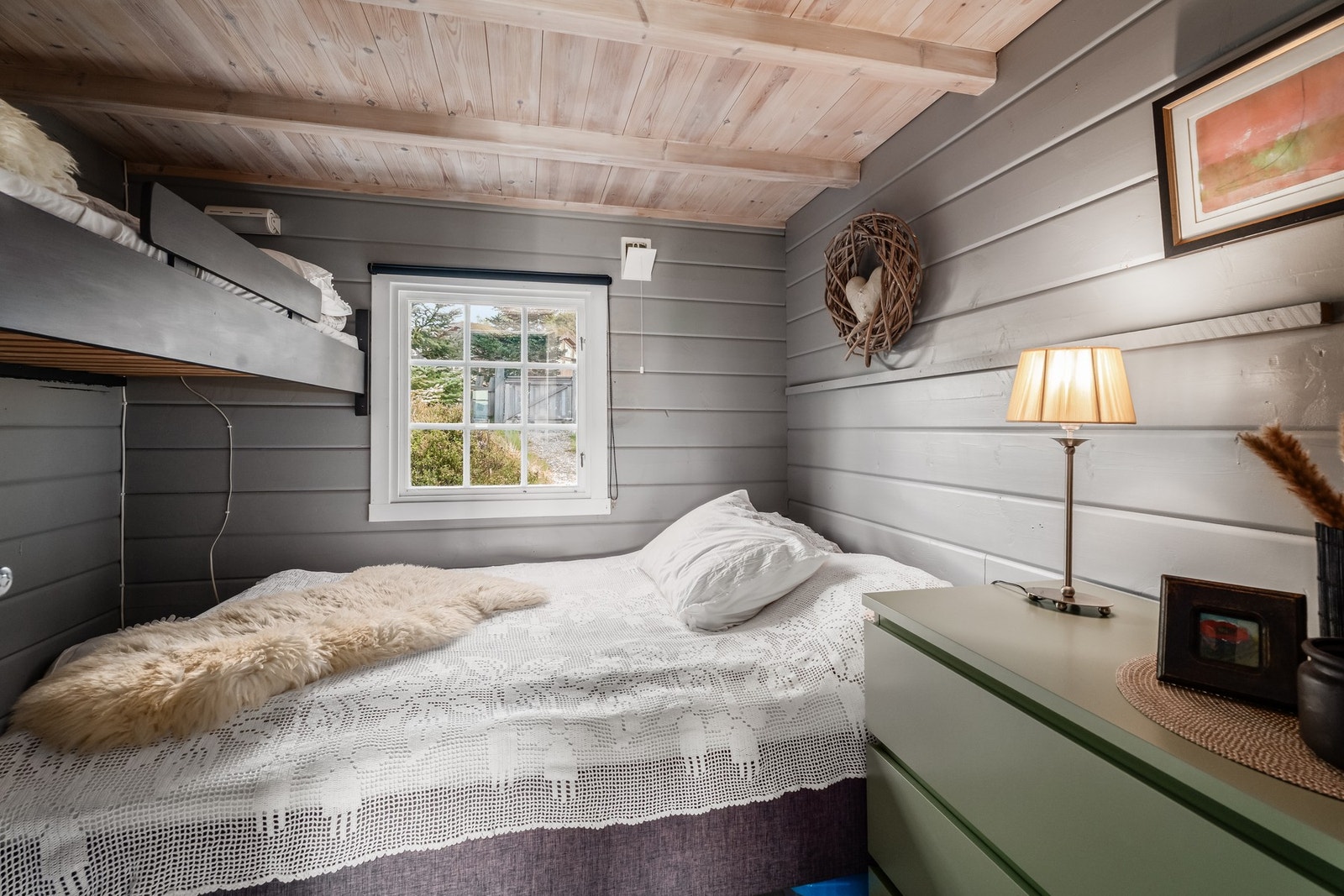 Soverom nr 2 har smart løsning med køyeseng i tillegg til gjesteseng. Galleribilde