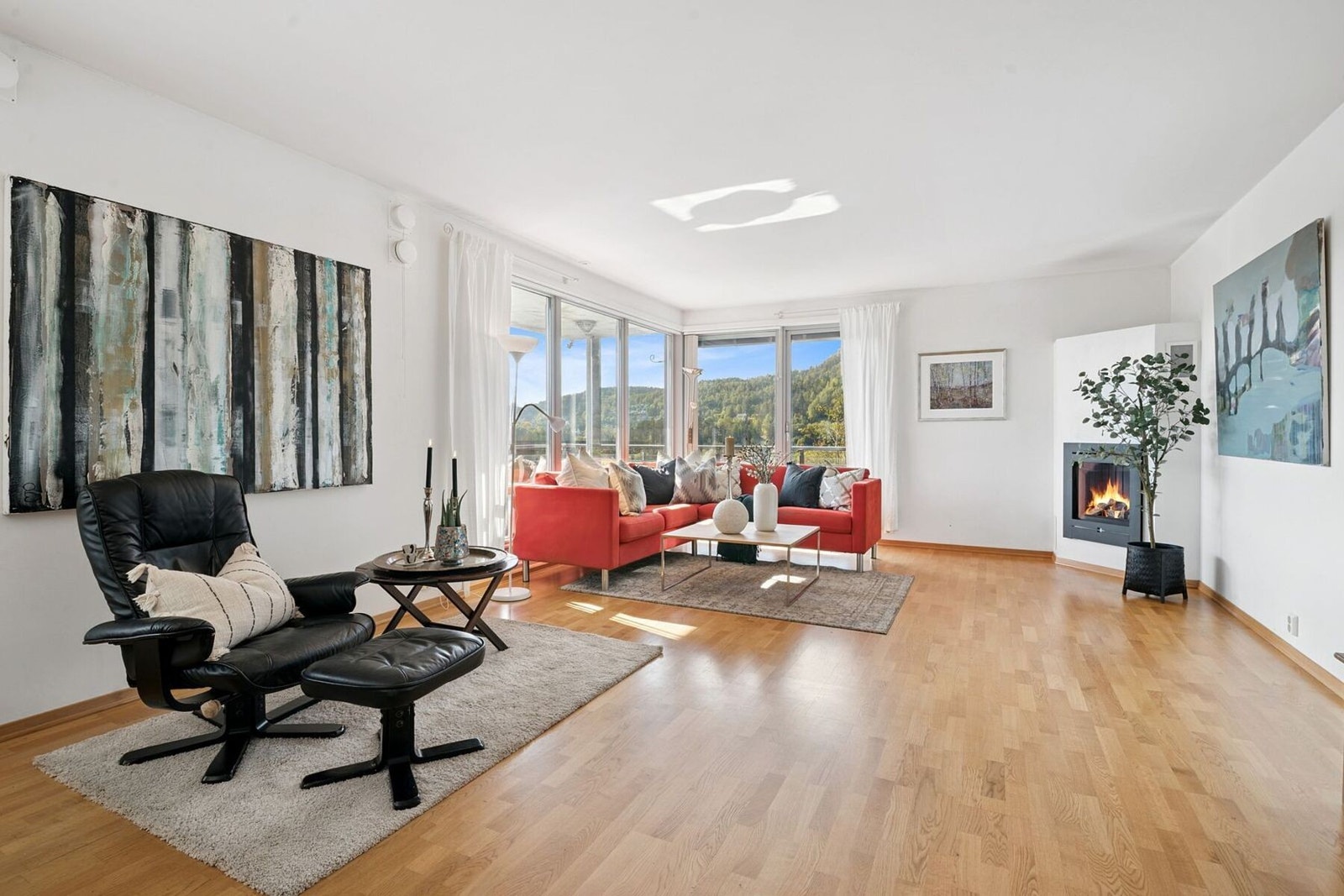 Plass for både TV-avdeling og separat sofagruppe. Galleribilde