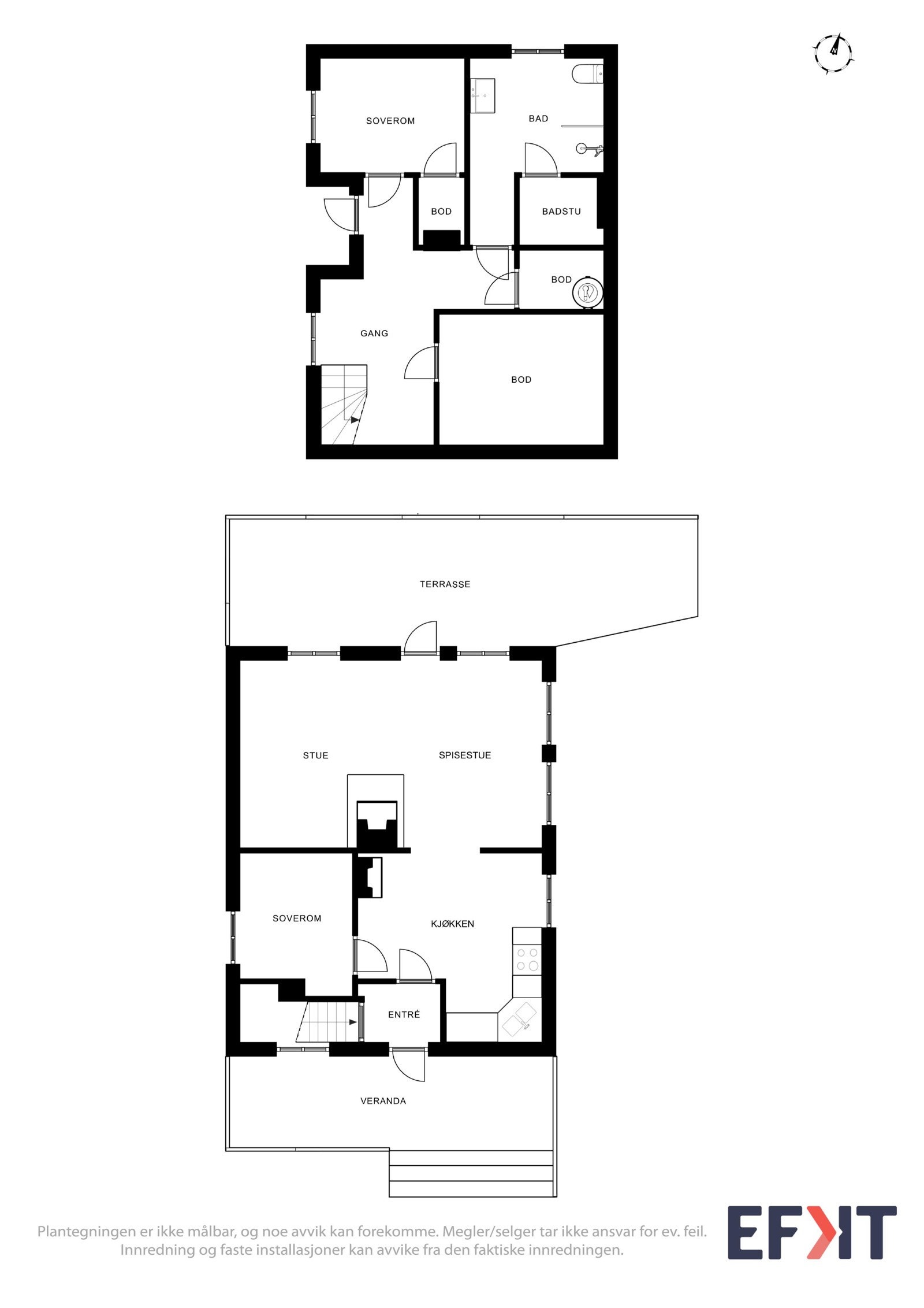 Hytte 1 -Plantegning anneks med 1 etg og kjeller Galleribilde