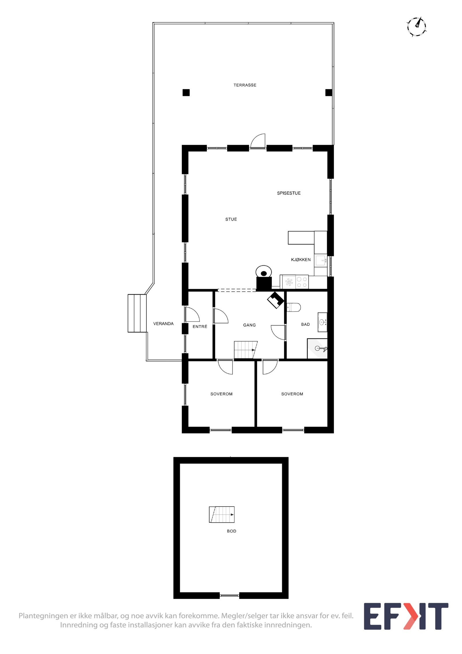 Hytte 2 Plantegning hytte med hems Galleribilde