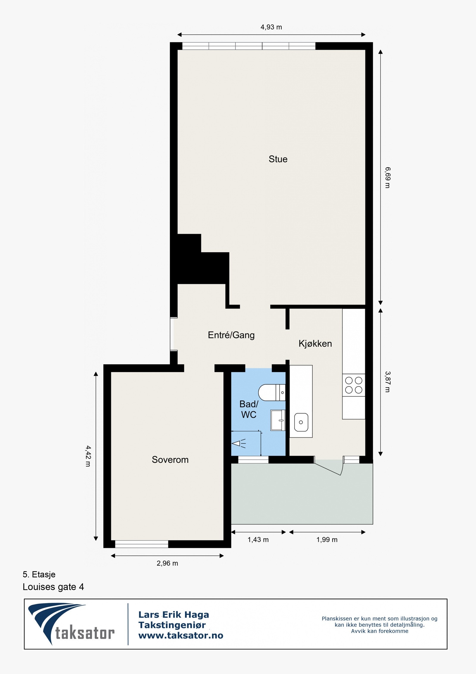Floorplan letterhead - Louises gate 4 - 5. Etasje - 2D Floor Plan Galleribilde
