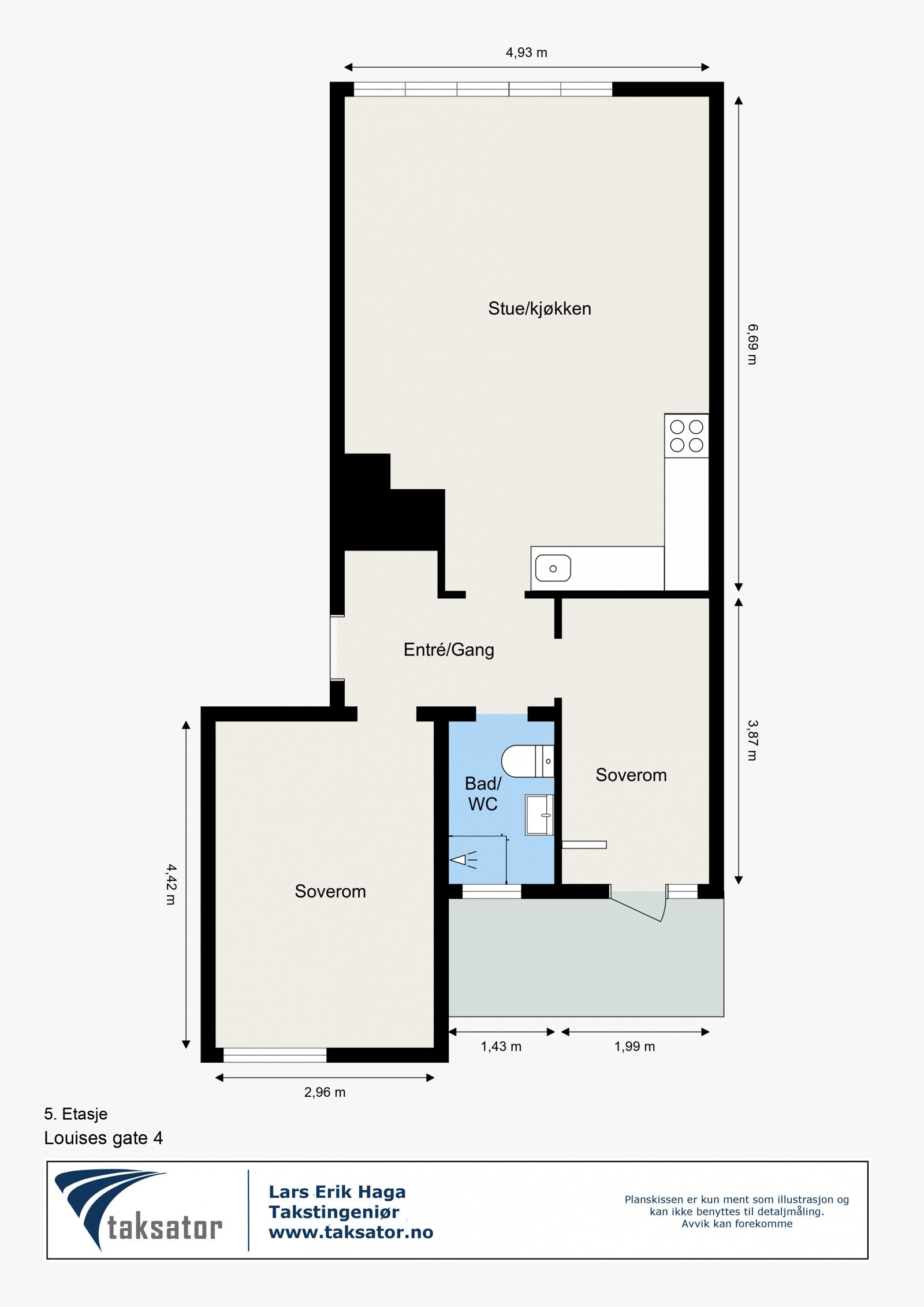Floorplan letterhead - Louises gate 4 - 5. Etasje - 2D Floor Plan Galleribilde