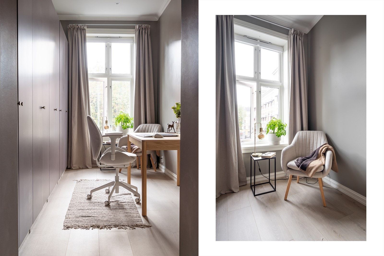 Denne fleksible løsningen gjør boligen ekstra attraktiv for både barnefamilier og de som ønsker god oppbevaring eller en hjemmekontorløsning. Se gjerne alternativ plantegning. Galleribilde