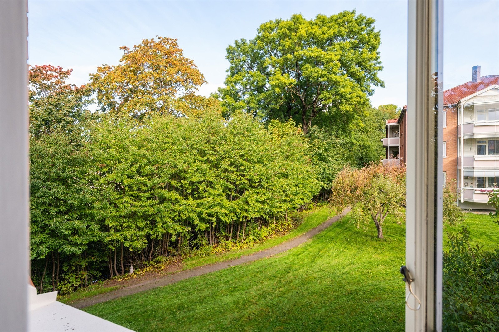 Er ikke dette hyggelig? Utsyn mot grønne arealer. Rett rundt hjørnet finner du Hovindammen. Enda mer grøntareal med andre ord Galleribilde