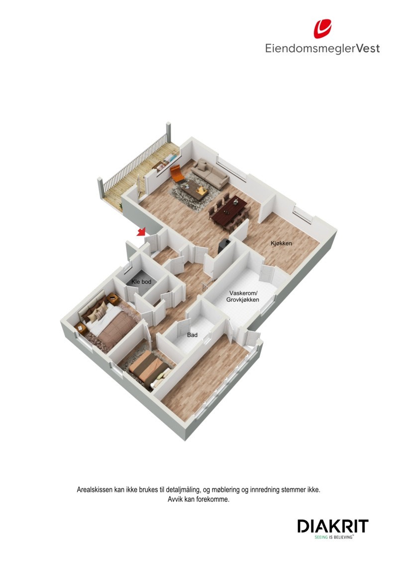 3D planskisse av huset. Galleribilde