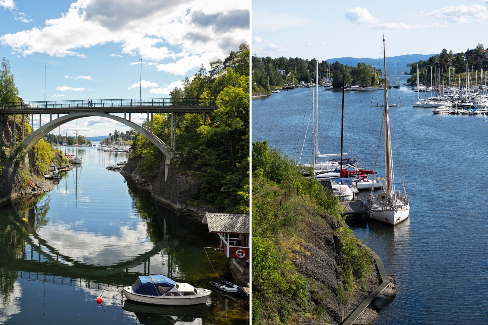 Dronefoto over broen til Nesøya og den flotte skjærgården rett på utsiden av husveggen Galleribilde