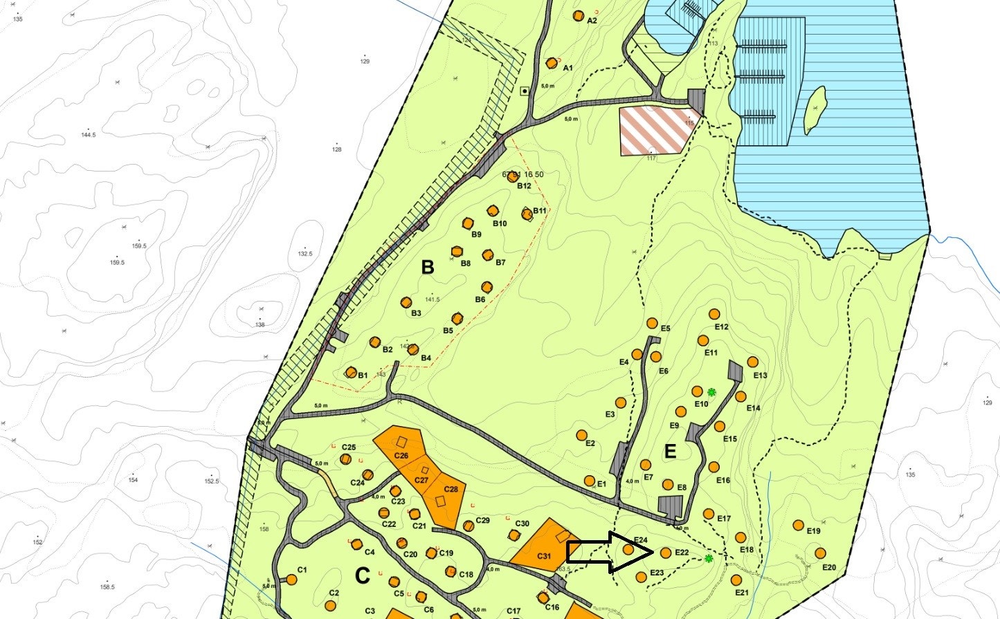 Tomten er merket E22 på kartet Galleribilde