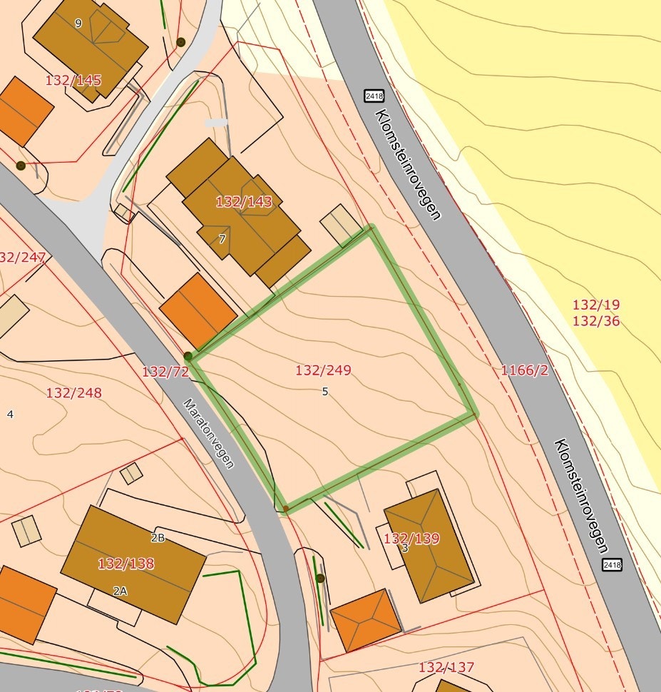 Her ser man hvor grensen går. Hentet fra kommunekartet. Galleribilde