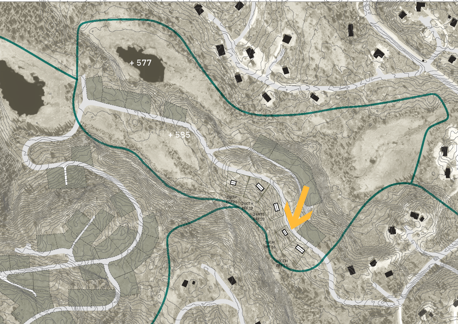 Tomt og skiløyper markert Galleribilde