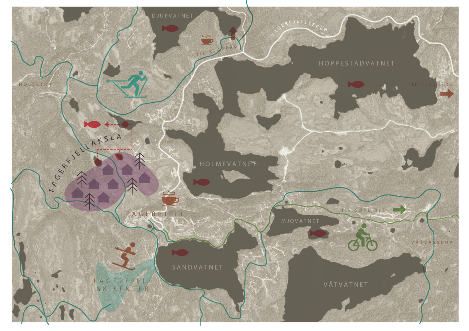 Situasjonskart Blefjellsporten (Fagerfjellaksla på kartet) Galleribilde