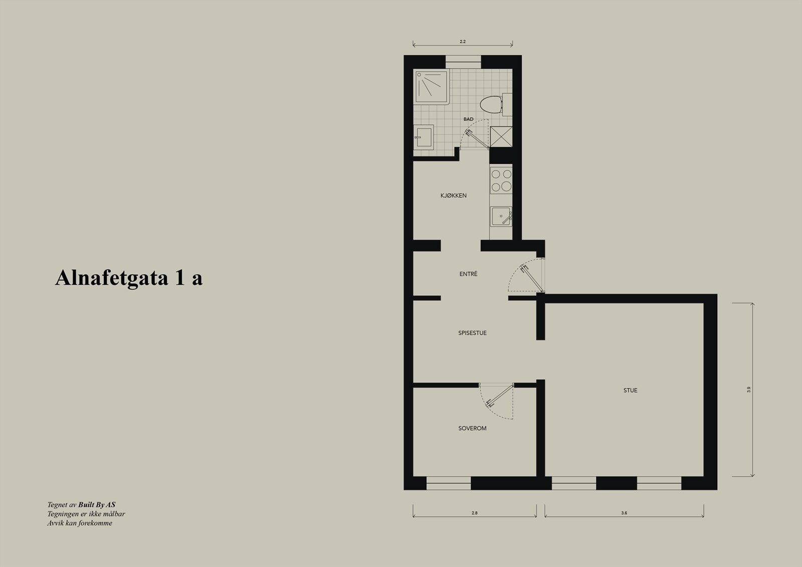 Plantegning. Leiligheten ligger i byggets 4.etasje. Galleribilde