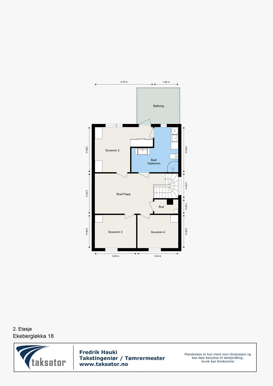 2. etasje inneholder tre soverom, bad og en fleksibel TV-stue. Galleribilde